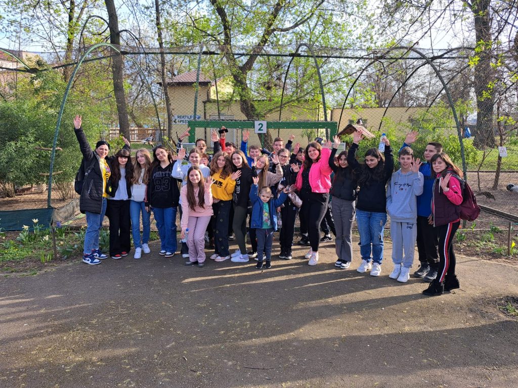 Elevi în cadrul unei activități în aer liber